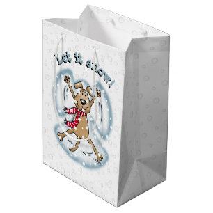 Snow Angel Dog Fun Cute Christmas Holiday Funny Medium Gift Bag