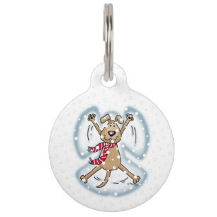 Snow Angel Dog Fun Cute Christmas Holiday Funny Pet Tag