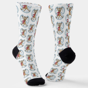 Snow Angel Dog Fun Cute Christmas Holiday Funny Socks