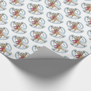 Snow Angel Dog Fun Cute Christmas Holiday Funny Wrapping Paper