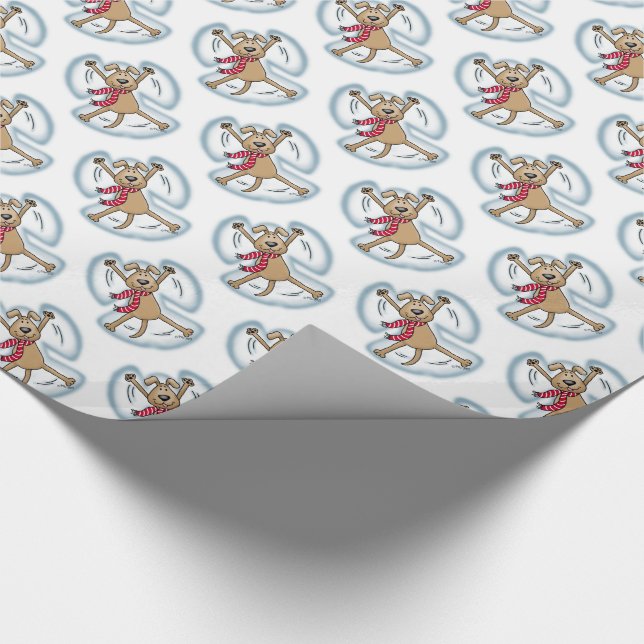 Snow Angel Dog Fun Cute Christmas Holiday Funny Wrapping Paper (Corner)