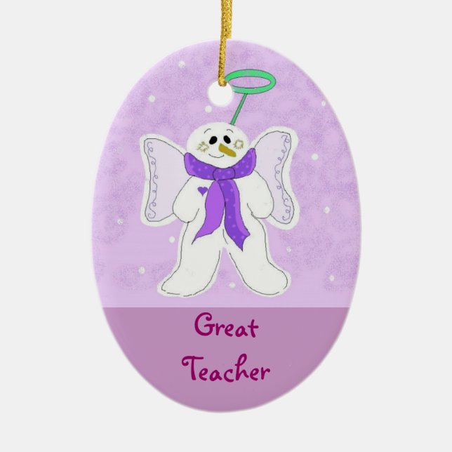Snow Angel for a Great Teacher Ceramic Tree Decoration (Front)