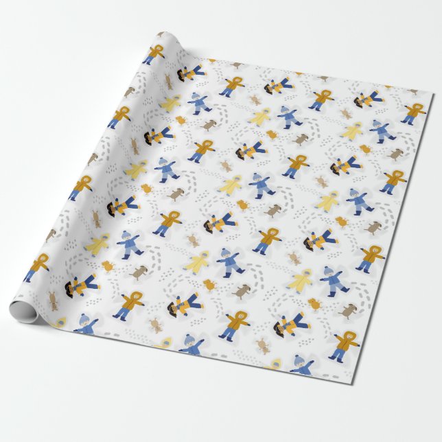 Snow Angel Kids  Wrapping Paper (Unrolled)