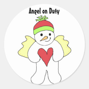 Snow Angel on Duty Classic Round Sticker