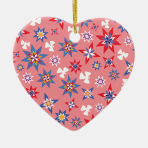 snow Angel Red & Blue Ceramic Tree Decoration