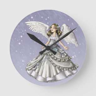 Snow Angel Round Clock