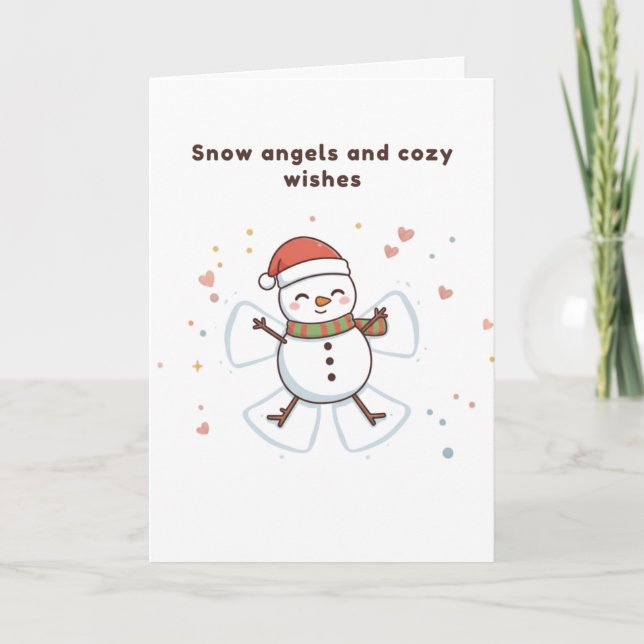 Snow Angels and Cozy Wishes Cute Puchi Dōshi card (Front)