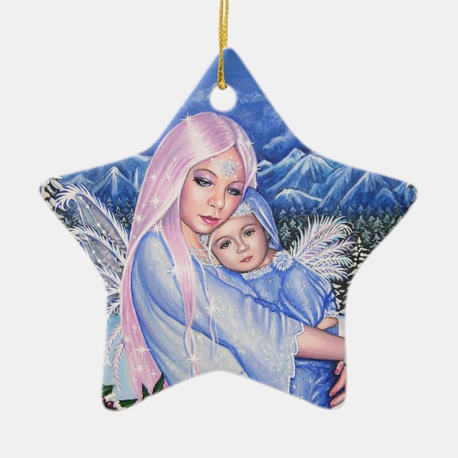 Snow Angels Ceramic Tree Decoration (Front)
