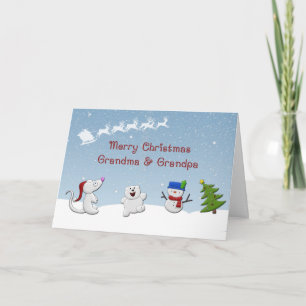 Snow Animals Grandparents Christmas Greeting Card