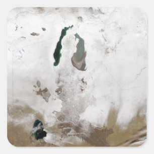 Snow around the Aral Sea Square Sticker