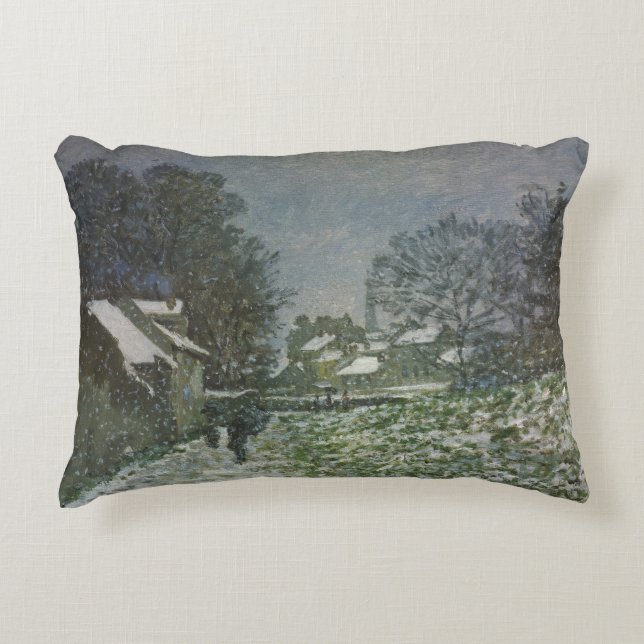 Snow at Argenteuil by Claude Monet Decorative Cushion (Front)