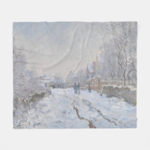 Snow at Argenteuil (by Claude Monet) Fleece Blanket