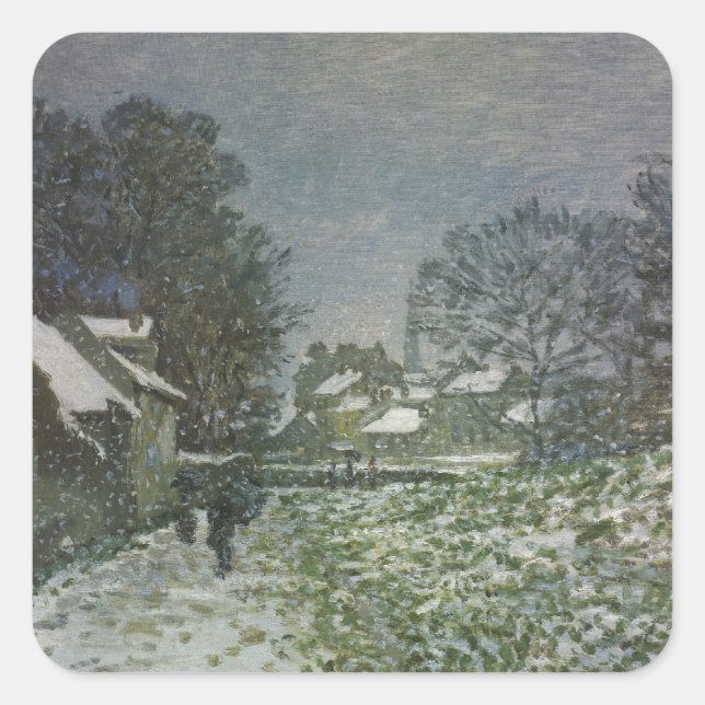 Snow at Argenteuil by Claude Monet Square Sticker (Front)