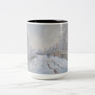 Snow at Argenteuil (by Claude Monet) Two-Tone Coffee Mug
