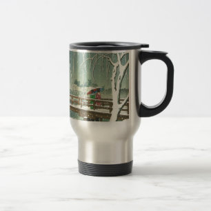 Snow At Edo River Hasui Kawase Winter Art Scenery Travel Mug