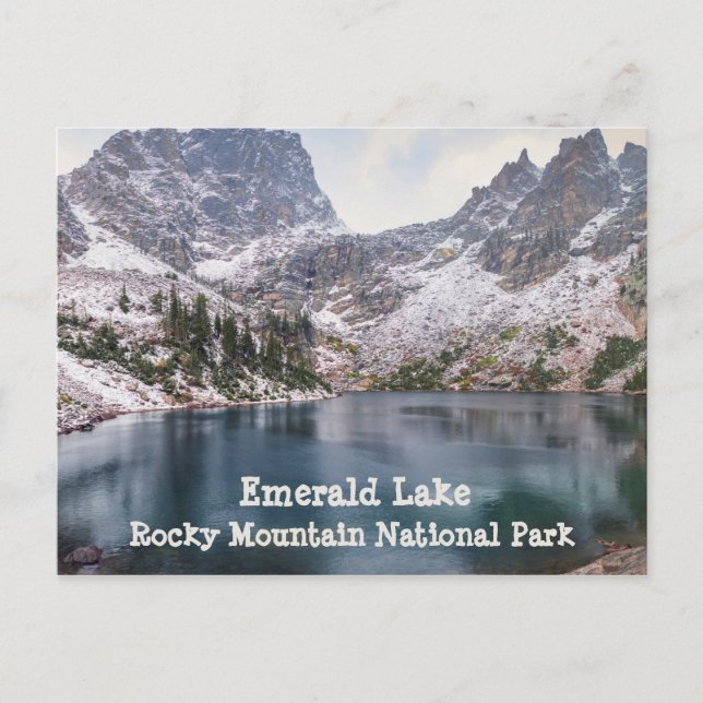 Snow at Emerald Lake Rocky Mountain National Park Postcard (Front)