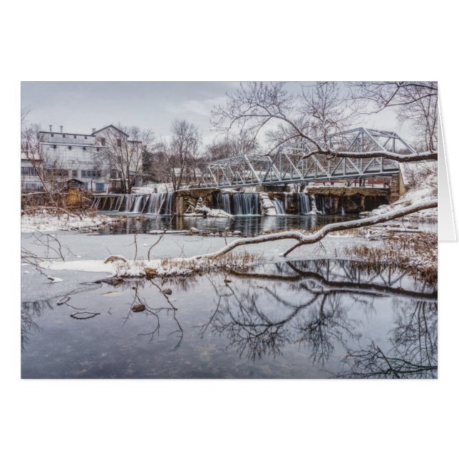 Snow At Finley Dam Greeting Card (Front Horizontal)