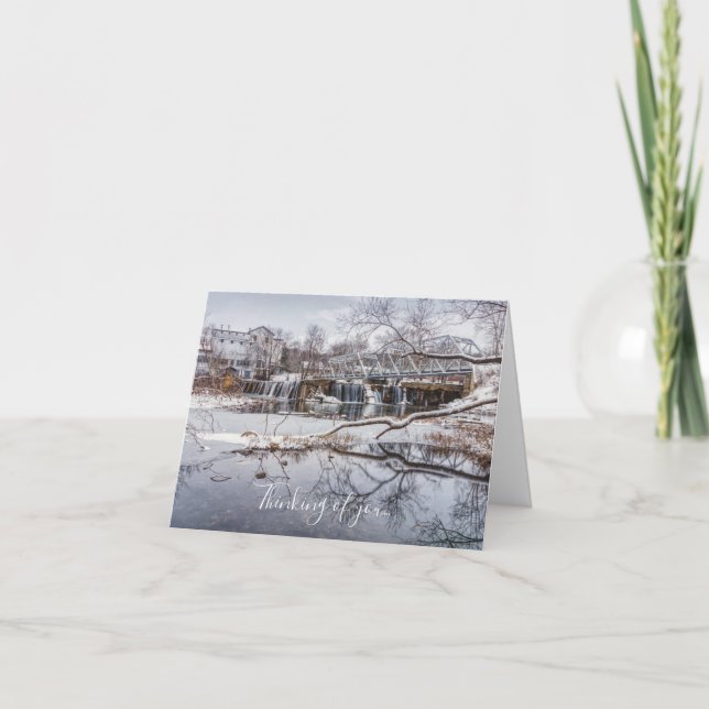 Snow At Finley Dam Thinking Of You Card (Front)