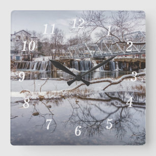 Snow At Finley Dam Wall Clock