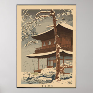 Snow at Ginkakuji Temple Asano Takeji Poster