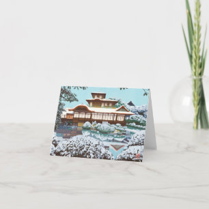 Snow At Hiunkaku Temple japanese winter scenery Holiday Card