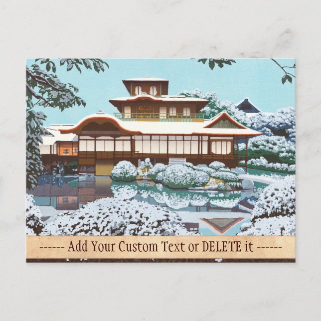 Snow At Hiunkaku Temple japanese winter scenery Postcard (Front)