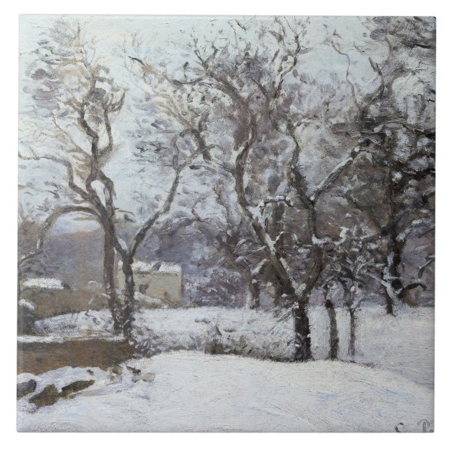 Snow at Louveciennes (1870) by Camille Pissarro Tile (Front)