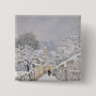 Snow at Louveciennes, 1878 15 Cm Square Badge