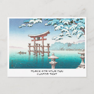 Snow at Miyajima hanga winter scenery watererscape Postcard