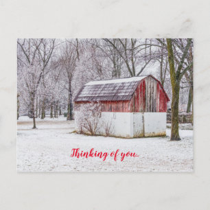 Snow At The Red Barn Thinking Of You Postcard
