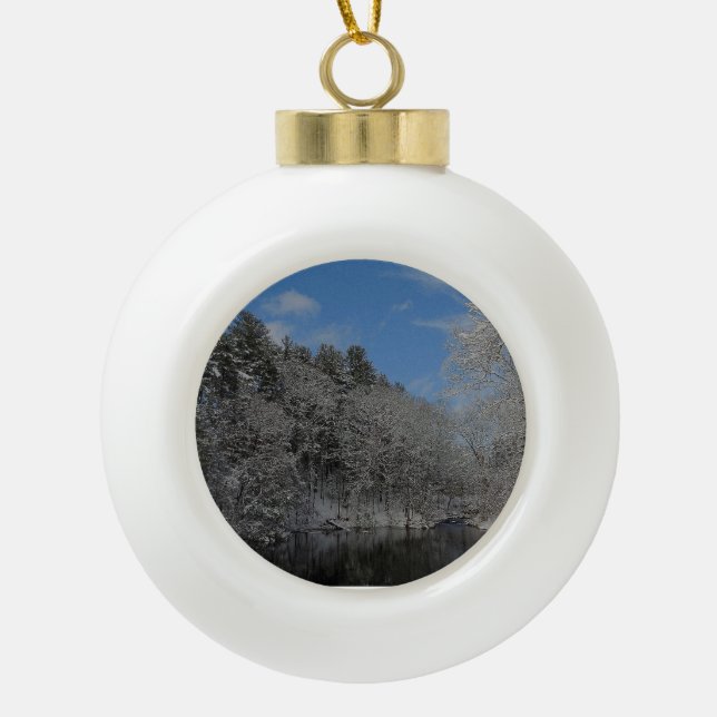 Snow at Vanderbilt Ceramic Ball Christmas Ornament (Front)