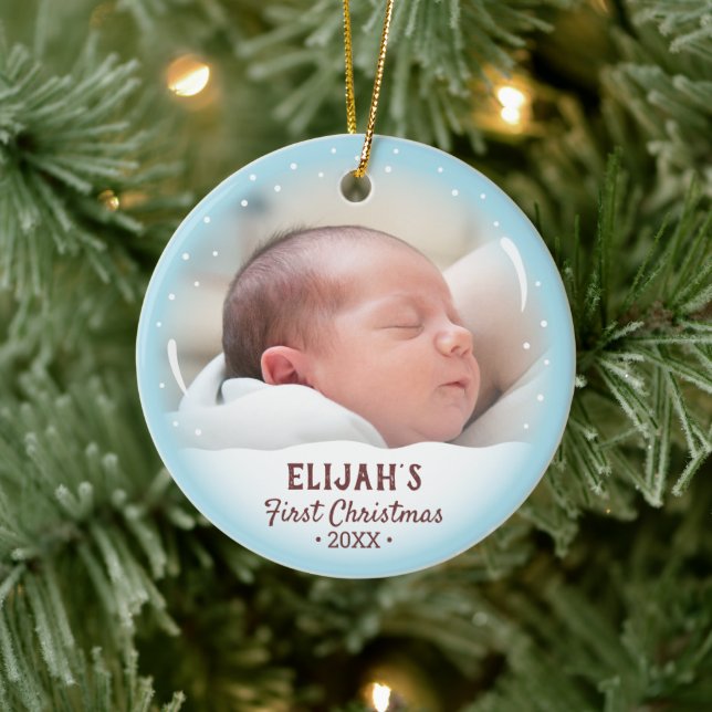 Snow Baby's First Christmas Photo Ceramic Tree Decoration (Tree)