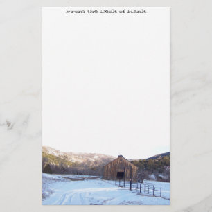 Snow, Barn & Mountains Stationery