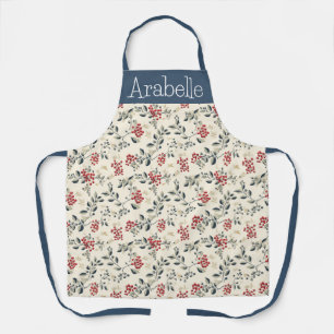 Snow Berries and Teal Grey Leaf Apron