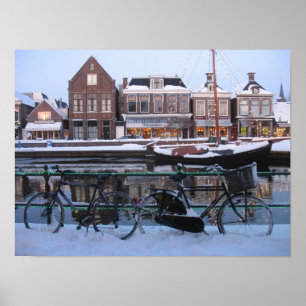 Snow Bicycles in Holland Photo Poster Art