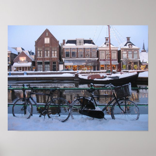Snow Bicycles in Holland Photo Poster Art (Front)