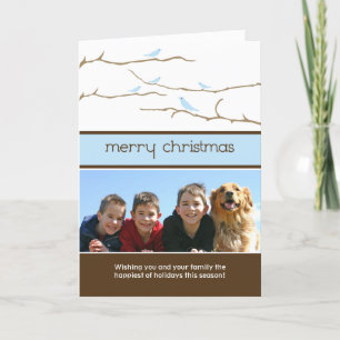 Snow Birds Merry Christmas Holiday Card (blue)