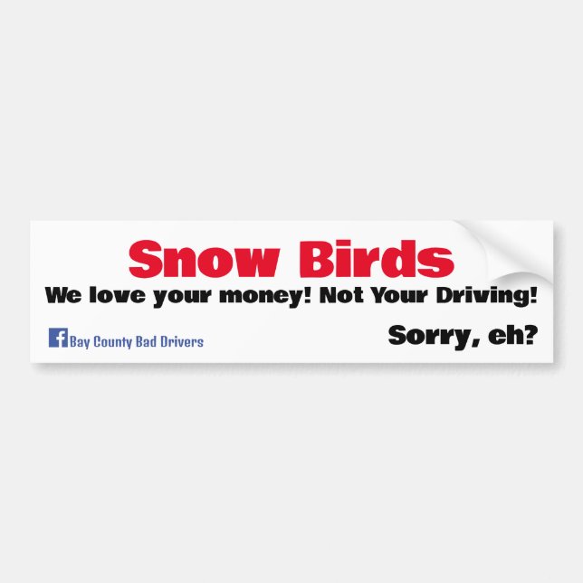 Snow Birds - We Love your Money Bumper Sticker (Front)
