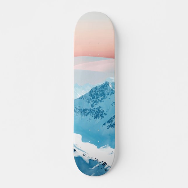 Snow & Blush Horizon Skateboard (Front)