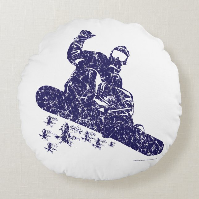 Snow-Boarder Round Cushion (Front)