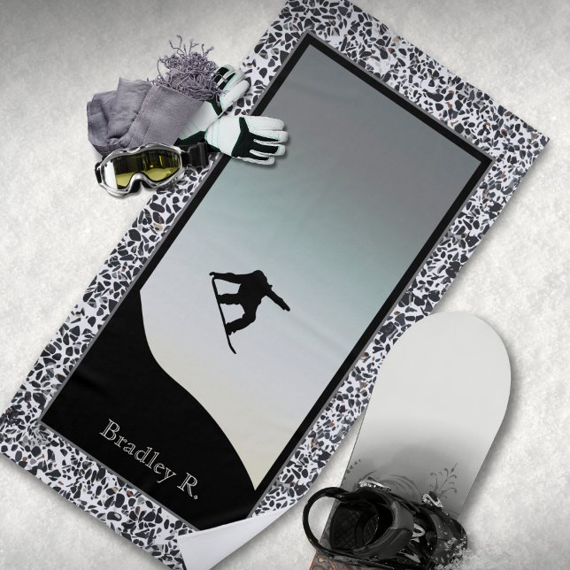 Snow Boarding Pebble Black White Beach Towel (Creator Uploaded)