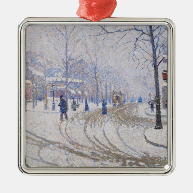 Snow, Boulevard de Clichy, Paris, 1886 Metal Tree Decoration (Front)