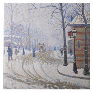 Snow, Boulevard de Clichy, Paris, 1886 Tile