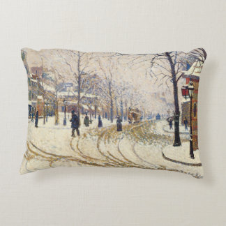 Snow, Boulevard de Clichy, Paris by Paul Signac Decorative Cushion