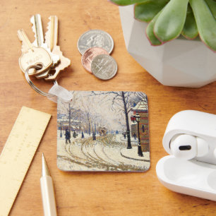 Snow, Boulevard de Clichy, Paris by Paul Signac Key Ring