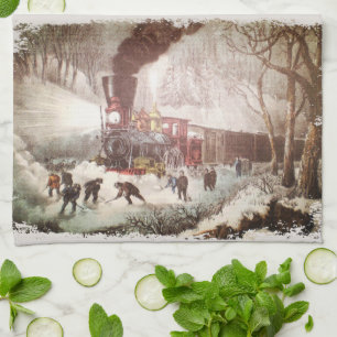 Snow Bound Train Kitchen Towel