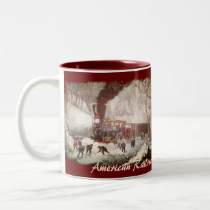Snow Bound Train Vintage Coffee Mugs