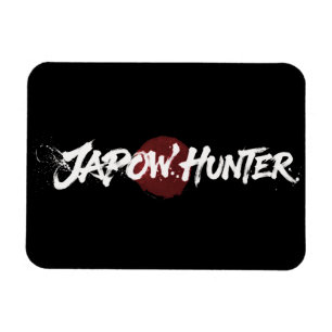 Snow Brush Art - Japow Hunter - Black Magnet