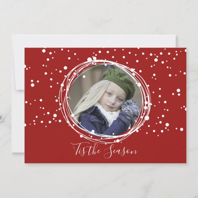 Snow Bubbles Christmas Wreath Photo Card (Front)