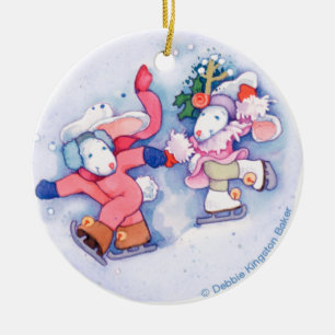 Snow Bunnies Ceramic Tree Decoration